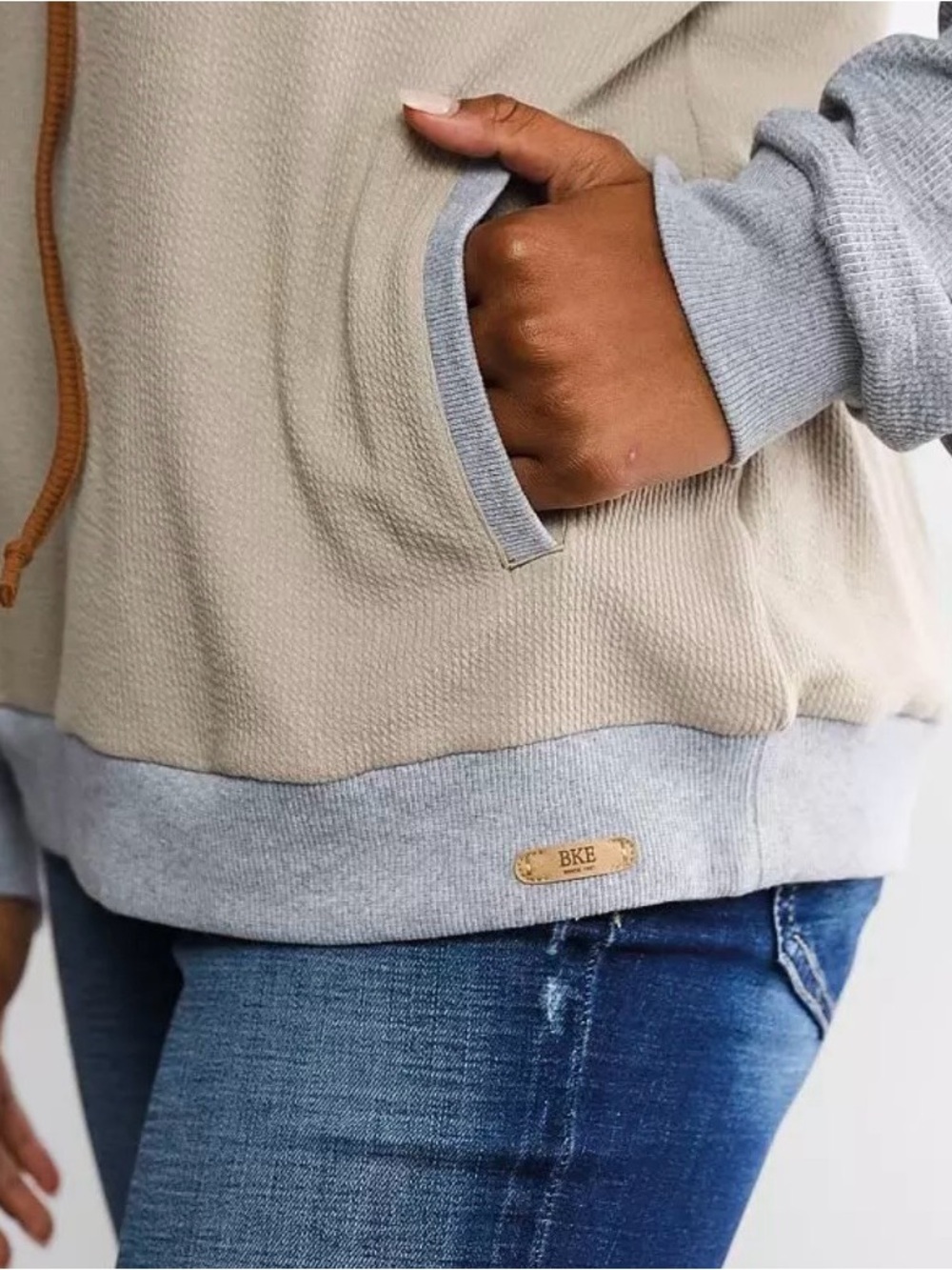 BKE Colorblock Half-Zip Pullover - Brown, Beige, Gray Sweatshirt Sz M - Picture 10 of 11
